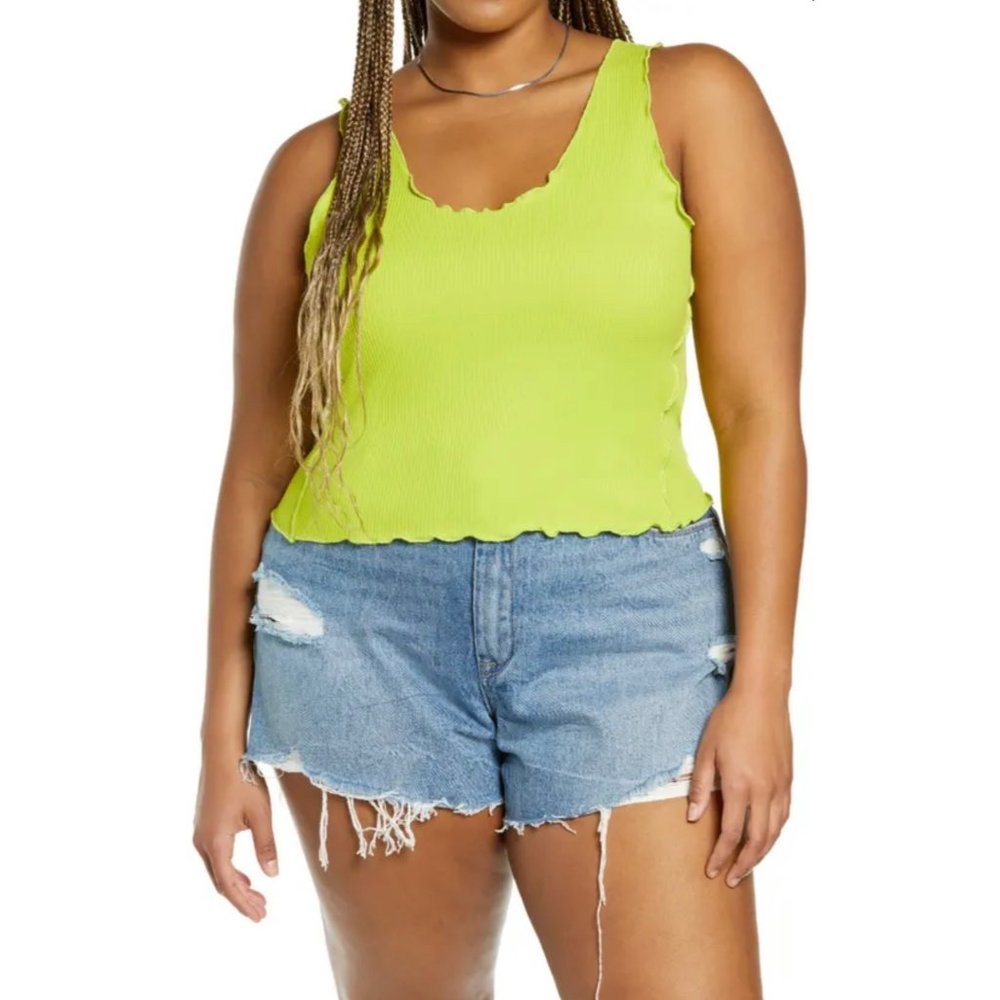 BP. Lettuce Edge Tank In Green Prairie NEW